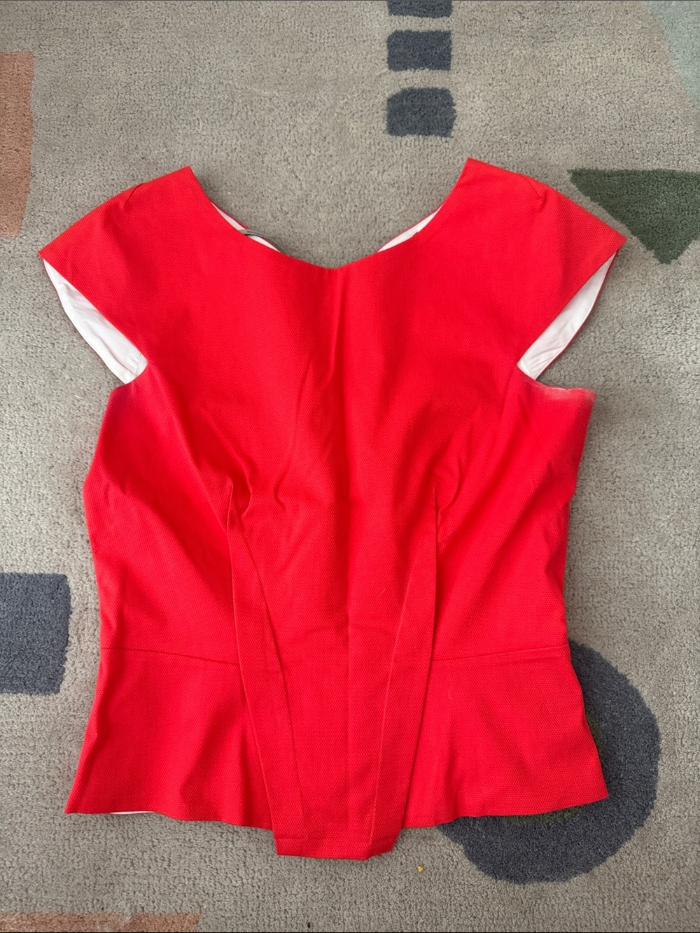 Roland Mouret Red Cap-Sleeve Peplum Top